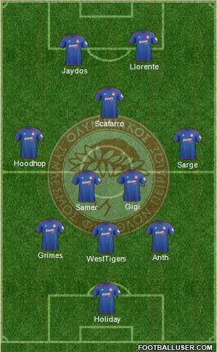 Olympiakos SF Piraeus 3-5-2 football formation