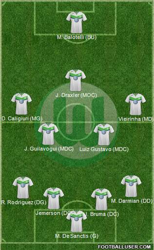 VfL Wolfsburg 4-5-1 football formation