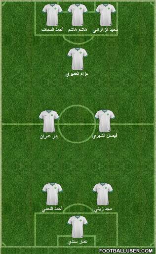 Saudi Arabia 3-5-1-1 football formation