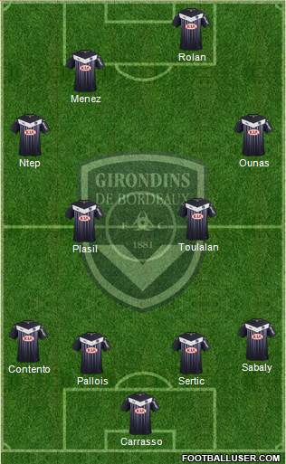 FC Girondins de Bordeaux 4-4-1-1 football formation