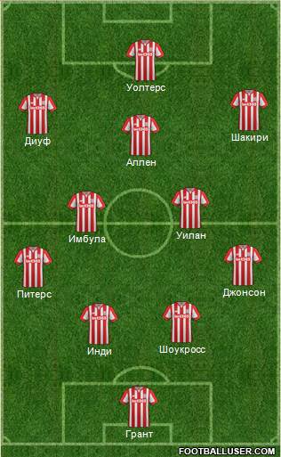 Stoke City 4-2-3-1 football formation