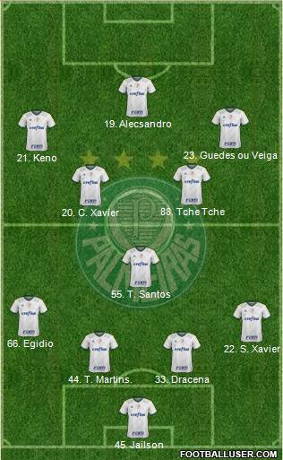 SE Palmeiras 4-1-4-1 football formation