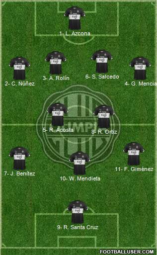 C Olimpia 4-2-3-1 football formation