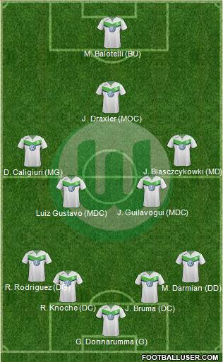 VfL Wolfsburg 4-5-1 football formation