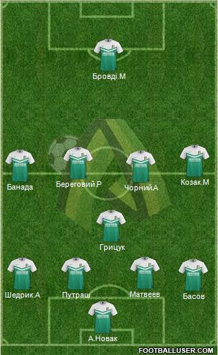 PFC Olexandriya 4-5-1 football formation