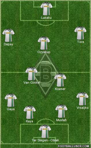 Borussia Mönchengladbach 4-3-1-2 football formation