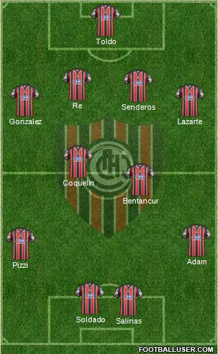 Chacarita Juniors 4-4-2 football formation