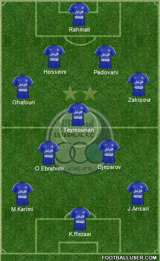 Esteghlal Tehran 4-1-4-1 football formation