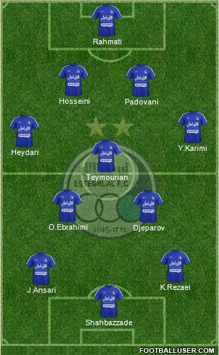 Esteghlal Tehran 4-2-3-1 football formation