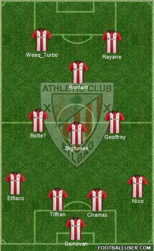 Athletic Club 4-3-1-2 football formation