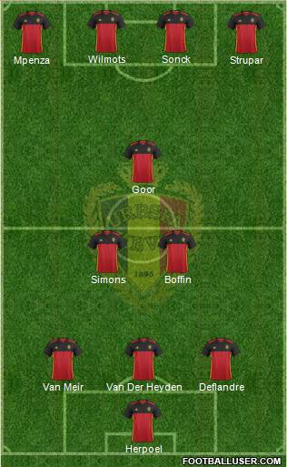 Belgium 4-1-3-2 football formation