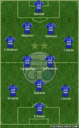 Esteghlal Tehran 4-2-3-1 football formation