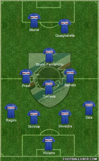 Sampdoria 3-5-2 football formation