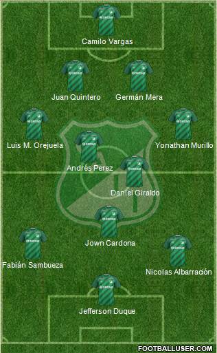 AC Deportivo Cali 4-2-3-1 football formation