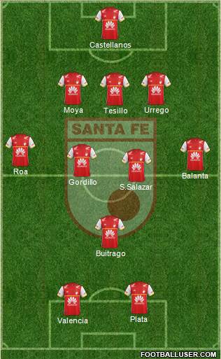 Santa Fe CD 3-5-2 football formation