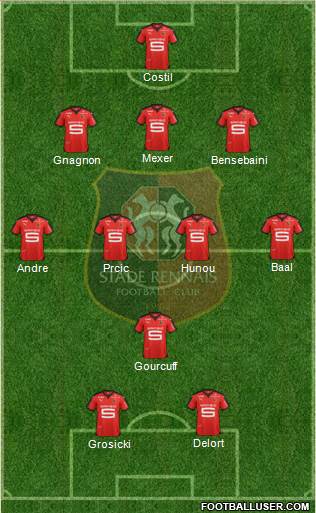 Stade Rennais Football Club 3-4-1-2 football formation