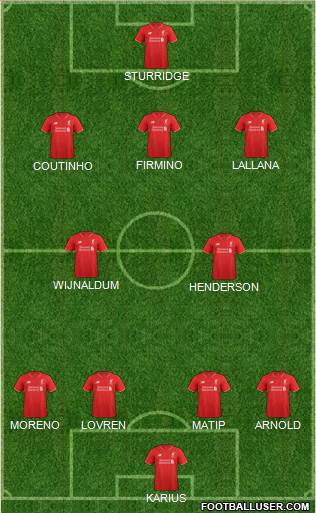 Liverpool 4-2-3-1 football formation