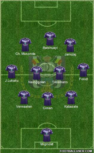 RSC Anderlecht 3-4-2-1 football formation