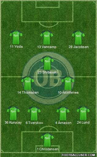 Odense Boldklub 4-2-1-3 football formation