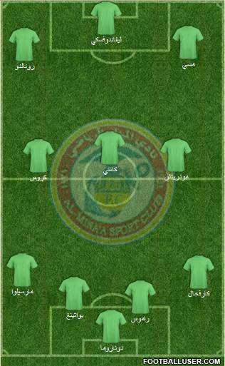 Al-Mina'a Sports Club 4-3-3 football formation