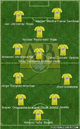 CA Bucaramanga CD 4-3-1-2 football formation
