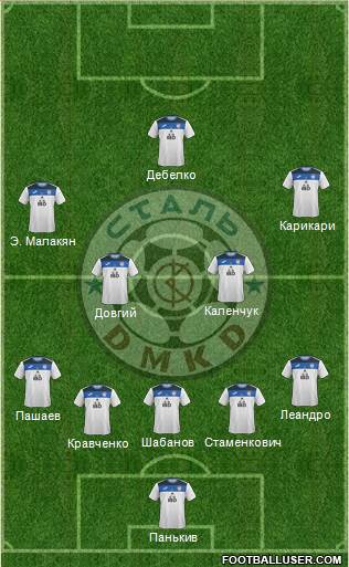 Stal Dniprodzergyns'k 3-4-3 football formation