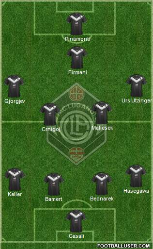 FC Lugano 4-4-1-1 football formation