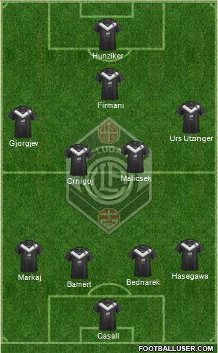 FC Lugano 4-4-1-1 football formation