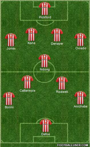 Sunderland 4-1-4-1 football formation