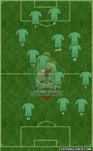 Al-Wehdat 3-5-2 football formation