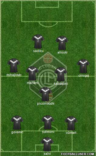 FC Lugano 3-5-2 football formation