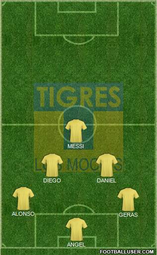 Club Tigres B 4-3-2-1 football formation