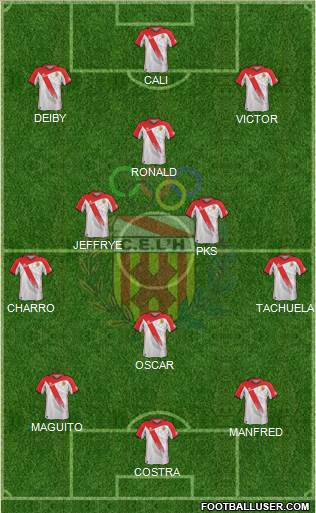 C.E. L'Hospitalet 4-1-3-2 football formation