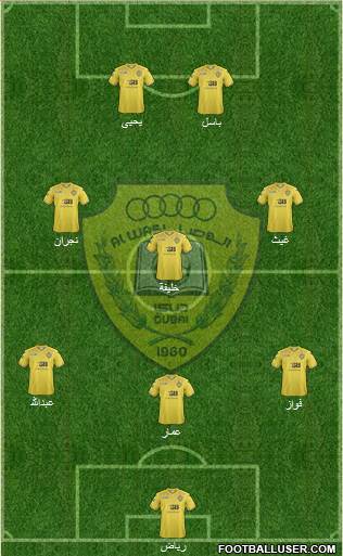 Al-Wasl 5-4-1 football formation