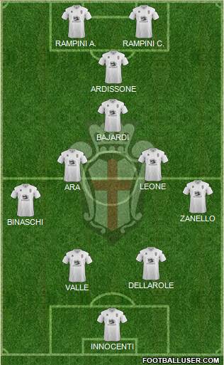 Pro Vercelli 4-2-2-2 football formation