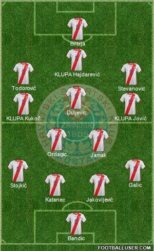 HSK Zrinjski Mostar 4-1-3-2 football formation