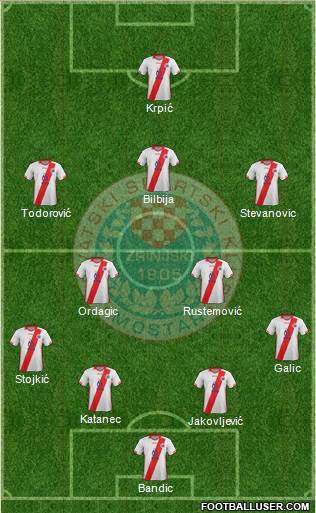 HSK Zrinjski Mostar 4-1-3-2 football formation