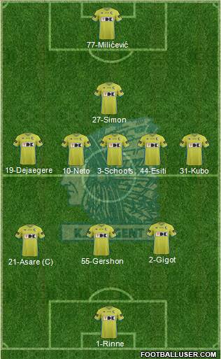 KAA Gent 3-5-1-1 football formation