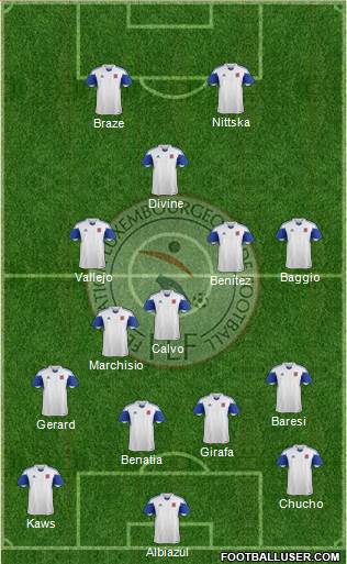 Luxembourg 4-3-1-2 football formation