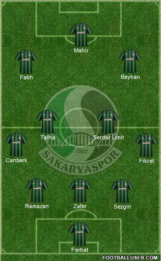 Sakaryaspor A.S. 3-4-2-1 football formation