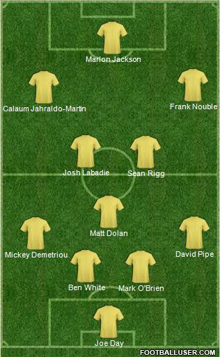 Llanelli AFC 4-1-3-2 football formation