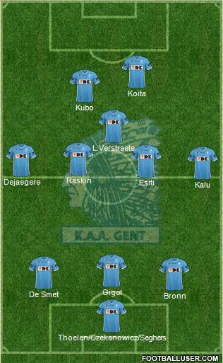 KAA Gent 3-4-1-2 football formation