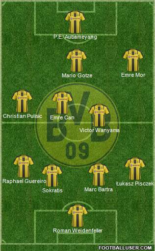 Borussia Dortmund 3-4-3 football formation