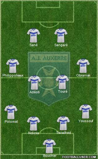 A.J. Auxerre 4-4-2 football formation