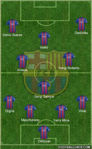 F.C. Barcelona 4-4-1-1 football formation