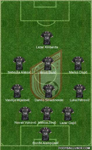 FK Vozdovac Beograd 3-4-2-1 football formation