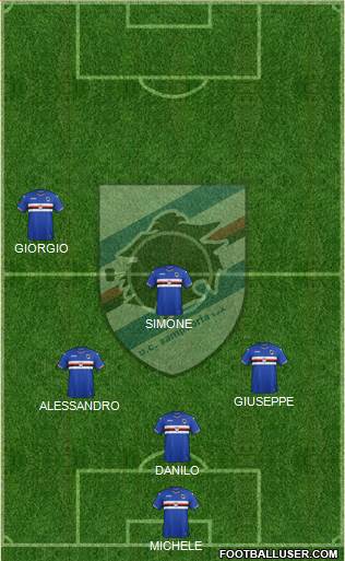 Sampdoria 5-4-1 football formation