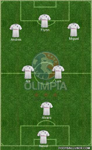 CD Olimpia 5-4-1 football formation