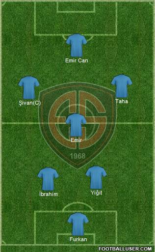Erzincanspor 3-4-2-1 football formation