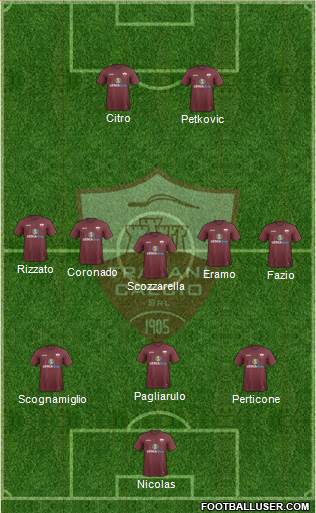 Trapani 3-5-2 football formation